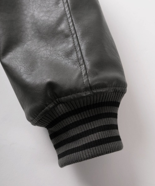 STARTER(スターター)の「【88】【STARTER/スターター】フェイクレザー バックロゴデザイン 中綿 スタジャン/ワンポイント刺繍/リブライン(スタジャン・メンズ・チャコールグレー/ブラック/ブラウン・M/L/XL)」の10枚目の写真