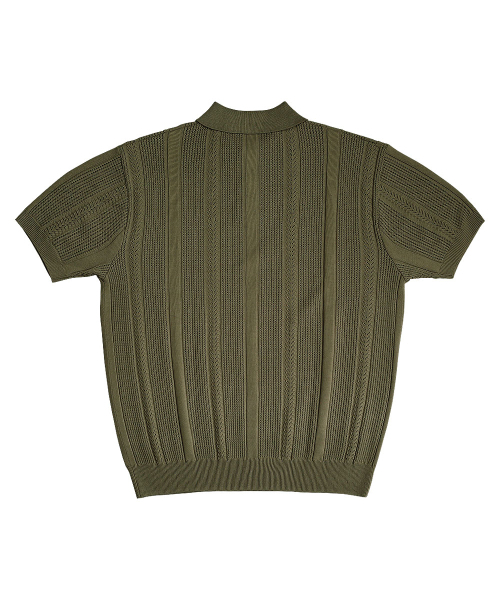 sortie（ソルティ）の「Mesh Mixed Crochet Polo Knit (Khaki)（ポロシャツ・メンズ・その他・LARGE/MEDIUM/X-LARGE）」の2枚目の写真