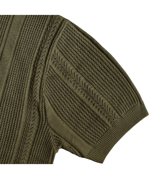 sortie（ソルティ）の「Mesh Mixed Crochet Polo Knit (Khaki)（ポロシャツ・メンズ・その他・LARGE/MEDIUM/X-LARGE）」の4枚目の写真