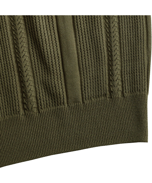 sortie（ソルティ）の「Mesh Mixed Crochet Polo Knit (Khaki)（ポロシャツ・メンズ・その他・LARGE/MEDIUM/X-LARGE）」の5枚目の写真