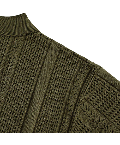 sortie（ソルティ）の「Mesh Mixed Crochet Polo Knit (Khaki)（ポロシャツ・メンズ・その他・LARGE/MEDIUM/X-LARGE）」の6枚目の写真