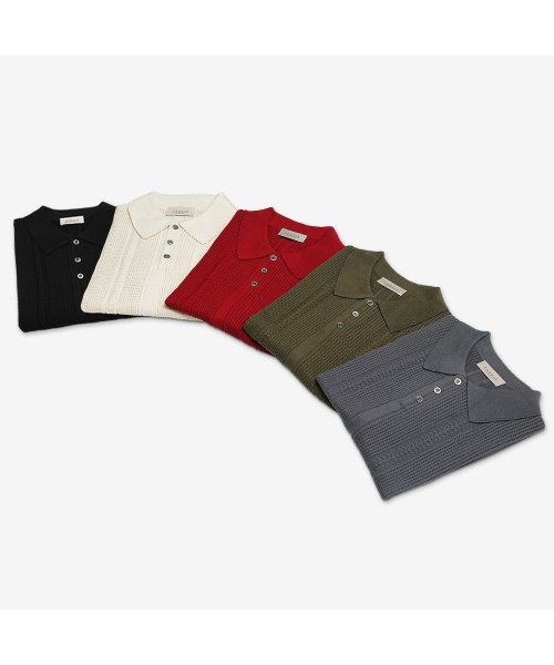 sortie（ソルティ）の「Mesh Mixed Crochet Polo Knit (Khaki)（ポロシャツ・メンズ・その他・LARGE/MEDIUM/X-LARGE）」の8枚目の写真