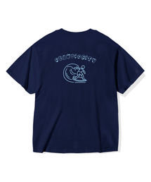 サーファークラブグラフィックオーバーサイズ半袖Tシャツ(ネイビー)