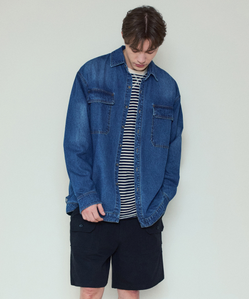 WEDNESDAY OASIS(ウェンズデーオアシス)の「ウォッシュドビジョデニムシャツ_Blue(WC25-SH01)(シャツ/ブラウス・メンズ・ブルー・FREE)」の2枚目の写真