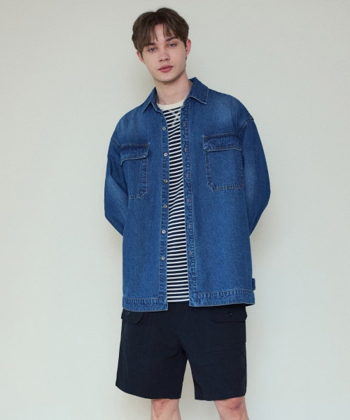 WEDNESDAY OASIS(ウェンズデーオアシス)の「ウォッシュドビジョデニムシャツ_Blue(WC25-SH01)(シャツ/ブラウス・メンズ・ブルー・FREE)」の3枚目の写真