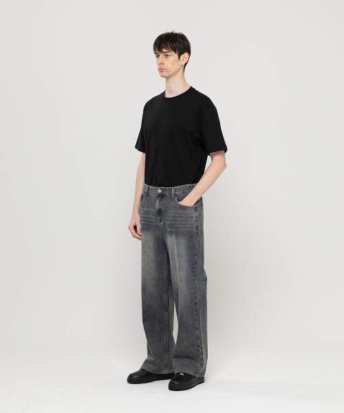 CHAMBROS（チャンブロス）の「ベーシックウォッシングワイドデニムパンツ[ブルーグレー]（デニムパンツ・メンズ・その他・MEDIUM/LARGE/X-LARGE）」の2枚目の写真