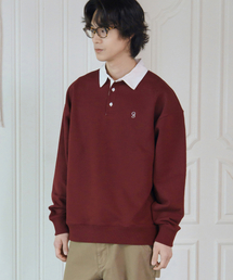 CAMEL WORK（キャメルワーク）の「Vertical Logo Collar Sweatshirt (Burgundy)（ポロシャツ）」