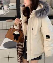 LUCPY（ラクピー）の「エコファーフード中綿ショートブルゾン／暖かボリューム（ブルゾン・レディース）」