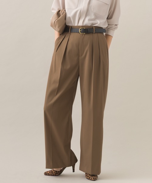 OMNES（オムネス）の「【BEAUTIFUL FRIDAY】ツータックストレートパンツ（スラックス・レディース・ブラック/ベージュ・LARGE/MEDIUM）」の2枚目の写真