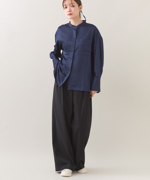 OMNES（オムネス）の「【BEAUTIFUL FRIDAY】ツータックストレートパンツ（スラックス・レディース・ブラック/ベージュ・LARGE/MEDIUM）」の7枚目の写真