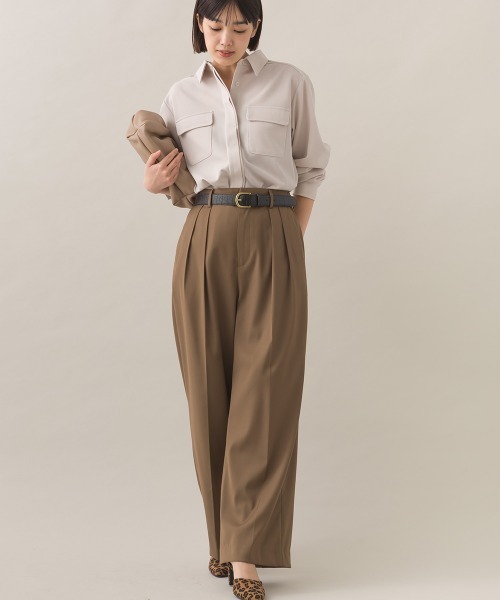 OMNES（オムネス）の「【BEAUTIFUL FRIDAY】ツータックストレートパンツ（スラックス・レディース・ブラック/ベージュ・LARGE/MEDIUM）」の9枚目の写真