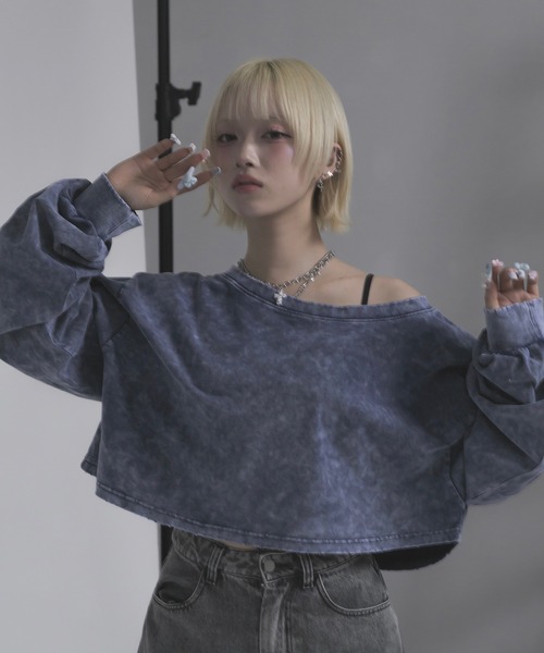 17HR(セブンティーンアワーズ)の「ルーズワンショルロンT(Tシャツ/カットソー・レディース・グレー/ブルー・FREE)」の10枚目の写真