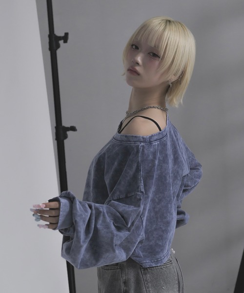 17HR(セブンティーンアワーズ)の「ルーズワンショルロンT(Tシャツ/カットソー・レディース・グレー/ブルー・FREE)」の11枚目の写真