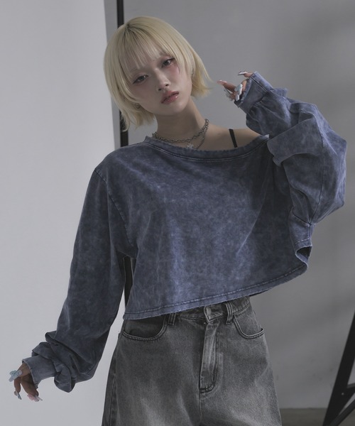 17HR(セブンティーンアワーズ)の「ルーズワンショルロンT(Tシャツ/カットソー・レディース・グレー/ブルー・FREE)」の14枚目の写真
