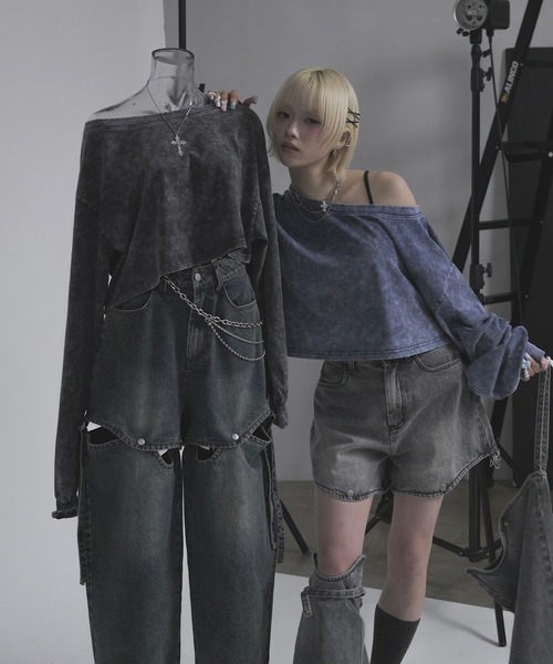 17HR(セブンティーンアワーズ)の「ルーズワンショルロンT(Tシャツ/カットソー・レディース・グレー/ブルー・FREE)」の7枚目の写真