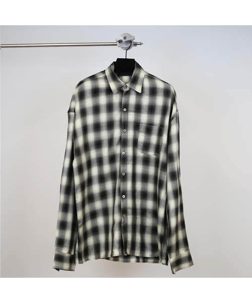 GOZER(ゴーザー)の「OVERSIZED FLANNEL CHECK SHIRT_BLACK(シャツ/ブラウス・メンズ・ブラック・ONE)」の1枚目の写真