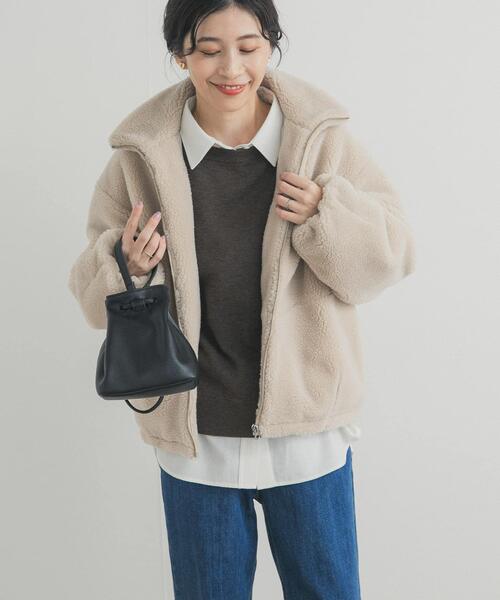 URBAN RESEARCH DOORS(アーバンリサーチドアーズ)の「ZIPボアブルゾン(その他アウター・レディース・オフホワイト/チャコールグレー・FREE)」の6枚目の写真