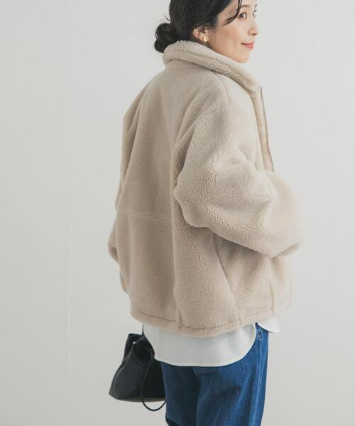 URBAN RESEARCH DOORS(アーバンリサーチドアーズ)の「ZIPボアブルゾン(その他アウター・レディース・オフホワイト/チャコールグレー・FREE)」の4枚目の写真