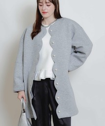 PICCIN PERLA | スカラップボンディングコート(ノーカラーコート)