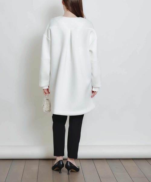 PICCIN PERLA(ピッチンペルラ)の「スカラップボンディングコート(ノーカラーコート・レディース・ブラック/オフホワイト/ライトグレー・M)」の22枚目の写真