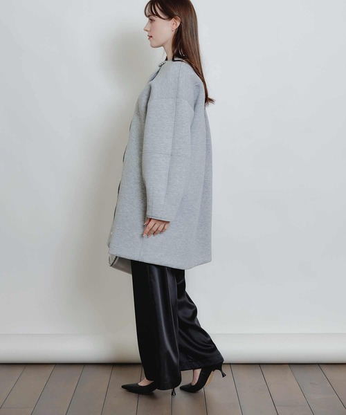 PICCIN PERLA(ピッチンペルラ)の「スカラップボンディングコート(ノーカラーコート・レディース・ブラック/オフホワイト/ライトグレー・M)」の14枚目の写真