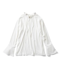 IEDIT（イディット）の「ＩＥＤＩＴ　綿混　衿もと・袖口チラ見せ簡単　スタンドカラーレイヤードトップス（Tシャツ/カットソー）」