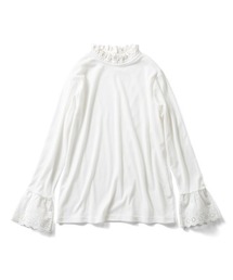 IEDIT（イディット）の「ＩＥＤＩＴ　綿混　衿もと・袖口チラ見せ簡単　スタンドカラーレイヤードトップス（Tシャツ/カットソー）」