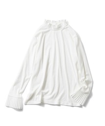 IEDIT（イディット）の「ＩＥＤＩＴ　綿混　衿もと・袖口チラ見せ簡単　スタンドカラーレイヤードトップス（Tシャツ/カットソー）」