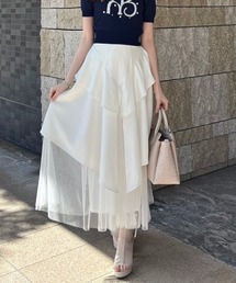 rienda | チュールレイヤードラッフルジャストウエストスカート 春服(スカート)