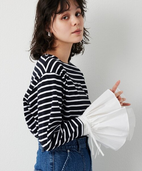 THE PAUSE（ザ ポーズ）の「【THE PAUSE】フレアカフスボーダープルオーバー（Tシャツ/カットソー・レディース・ブラック/ホワイト・FREE）」の21枚目の写真