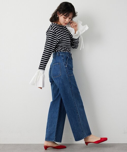 THE PAUSE（ザ ポーズ）の「【THE PAUSE】フレアカフスボーダープルオーバー（Tシャツ/カットソー・レディース・ブラック/ホワイト・FREE）」の10枚目の写真