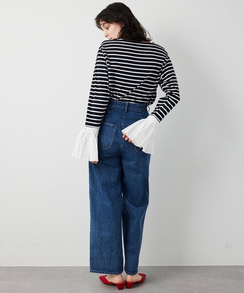 THE PAUSE（ザ ポーズ）の「【THE PAUSE】フレアカフスボーダープルオーバー（Tシャツ/カットソー・レディース・ブラック/ホワイト・FREE）」の19枚目の写真