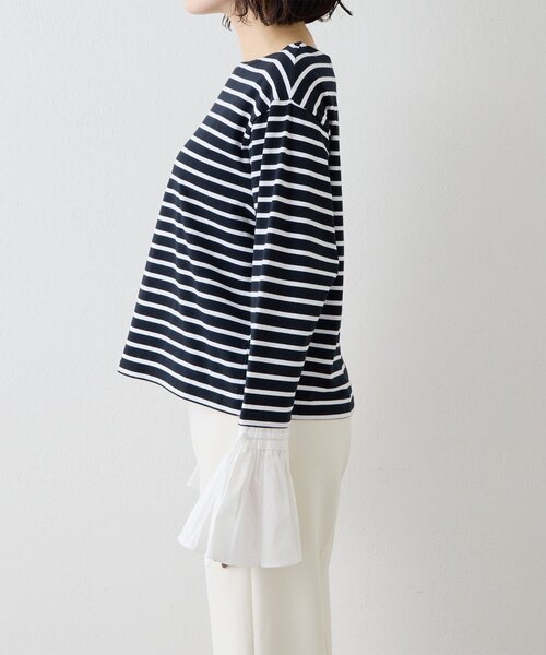 THE PAUSE（ザ ポーズ）の「【THE PAUSE】フレアカフスボーダープルオーバー（Tシャツ/カットソー・レディース・ブラック/ホワイト・FREE）」の15枚目の写真