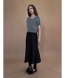 STUDIO SALT（スタジオソルト）の「サテンフレアスカート-ブラック（スカート）」