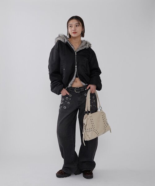 WHO'S WHO gallery(フーズフーギャラリー)の「EYELET LOW RISE DENIM /アイレットローライズデニム(デニムパンツ・レディース・ブラック/ネイビー/サックスブルー・SMALL/MEDIUM)」の16枚目の写真
