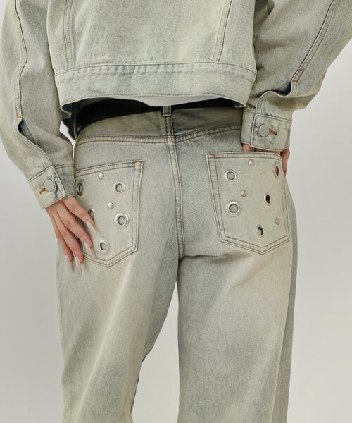 WHO'S WHO gallery(フーズフーギャラリー)の「EYELET LOW RISE DENIM /アイレットローライズデニム(デニムパンツ・レディース・ブラック/ネイビー/サックスブルー・SMALL/MEDIUM)」の10枚目の写真