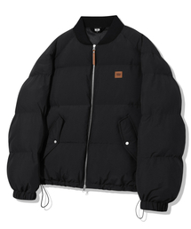 TRILLION（トリリオン）の「レザーパッチ プッパーショートパディング_ブラック（ダウンジャケット/コート）」