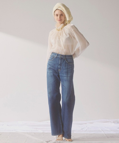 SOMETHING(サムシング)の「SOMETHING ELSA NOUVEAU LOOSE STRAIGHT/ルーズストレートデニムパンツ(デニムパンツ・レディース・ライトインディゴブルー/ブルー・X-SMALL/SMALL/MEDIUM/LARGE)」の3枚目の写真