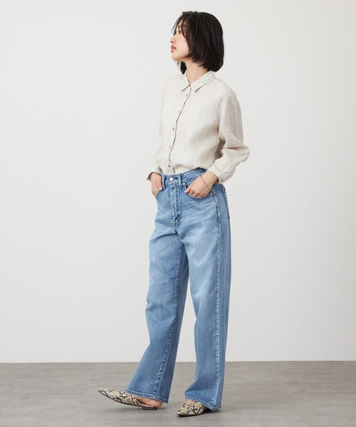 SOMETHING(サムシング)の「SOMETHING ELSA NOUVEAU LOOSE STRAIGHT/ルーズストレートデニムパンツ(デニムパンツ・レディース・ライトインディゴブルー/ブルー・X-SMALL/SMALL/MEDIUM/LARGE)」の8枚目の写真