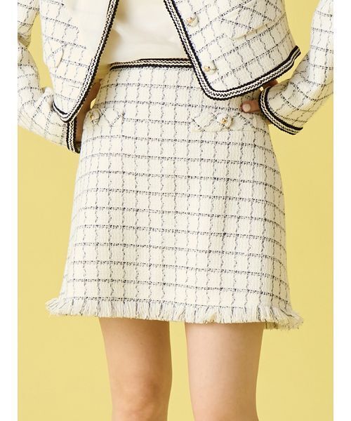 LILY BROWN（リリーブラウン）の「ツイードミニスカート（スカート・レディース・ミント/ホワイト/レッド・0/1）」の2枚目の写真
