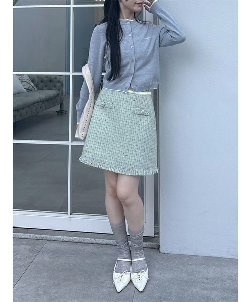 LILY BROWN（リリーブラウン）の「ツイードミニスカート（スカート・レディース・ミント/ホワイト/レッド・0/1）」の16枚目の写真