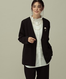 LAKOLE（ラコレ）の「【セレモニー／卒入式にも】＜多機能素材＞ダブルクロスノーカラージャケット / 642683（ノーカラージャケット）」