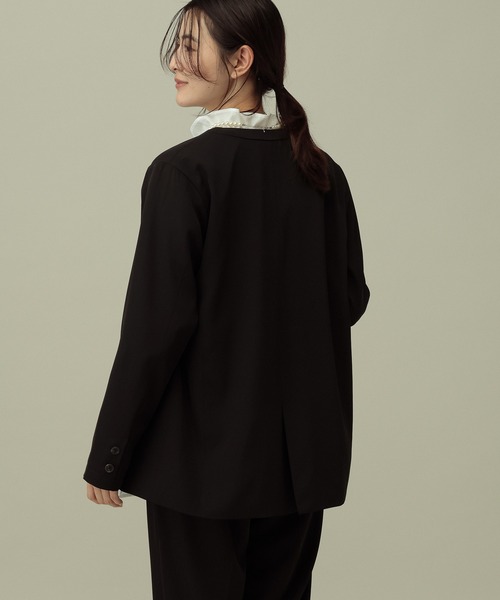 LAKOLE（ラコレ）の「【セレモニー／卒入式にも】＜多機能素材＞ダブルクロスノーカラージャケット / 642683（ノーカラージャケット・レディース・モカ/アイボリー/ブラック・FREE）」の14枚目の写真