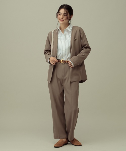 LAKOLE（ラコレ）の「【セレモニー／卒入式にも】＜多機能素材＞ダブルクロスノーカラージャケット / 642683（ノーカラージャケット・レディース・モカ/アイボリー/ブラック・FREE）」の20枚目の写真