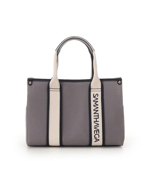 SAMANTHAVEGA(サマンサベガ)の「新色ロゴテープキャンバスハンドバッグ(小)(ハンドバッグ・レディース・グレー/ブラック/オフホワイト・FREE)」の1枚目の写真