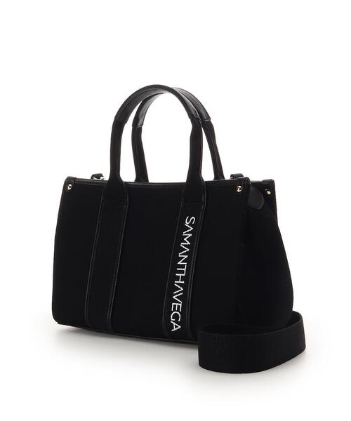 SAMANTHAVEGA(サマンサベガ)の「新色ロゴテープキャンバスハンドバッグ(小)(ハンドバッグ・レディース・グレー/ブラック/オフホワイト・FREE)」の4枚目の写真