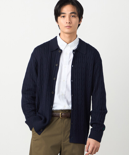 COMME CA ISM(コムサイズム)の「ケーブル柄 カーディガン(カーディガン/ボレロ・メンズ・ネイビー/グリーン/オフホワイト・LARGE/MEDIUM)」の3枚目の写真