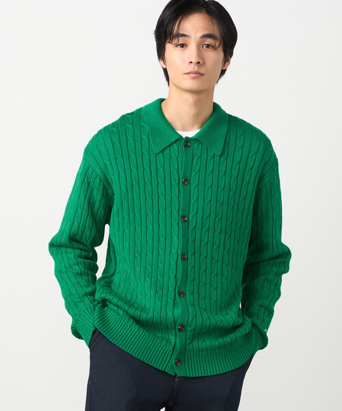 COMME CA ISM(コムサイズム)の「ケーブル柄 カーディガン(カーディガン/ボレロ・メンズ・ネイビー/グリーン/オフホワイト・LARGE/MEDIUM)」の2枚目の写真