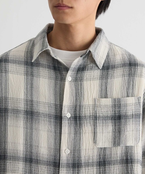 coca（coca）（コカ）の「オンブレチェック長袖シャツ（シャツ/ブラウス・メンズ・ネイビー/アイボリー・L/XL/M）」の7枚目の写真