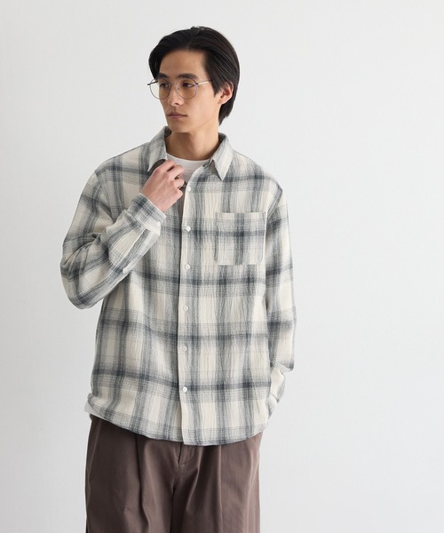 coca（coca）（コカ）の「オンブレチェック長袖シャツ（シャツ/ブラウス・メンズ・ネイビー/アイボリー・L/XL/M）」の8枚目の写真